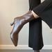 【】Korean Style Pointed Toe Stiletto High Heel Stretch Elegant Versatile Black Slim Autumn Winter Women's Boots_vogvips.com