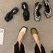 2025 New Summer French Style Closed-Toe Sandals Soft Sole Women's Square Toe Flat Design Sense Single Shoes_vogvips.com