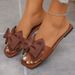 New Women's Solid Color Flat 2026 Summer Fashion Bow Design Sandals Outdoor Lightweight Casual Beach Slippers Plus Size_vogvips.com