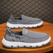 Men's Breathable Slip-On Casual Shoes - Lightweight Knit Fabric With Elastic Band For Summer Comfort, Round Toe Design, Low-Cut Sneakers_vogvips.com