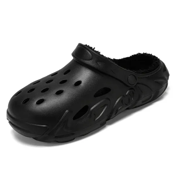 Winter Plush Fur Clogs Men EVA Slippers Warm Furry Slippers Couples Concise Indoor Home Cotton Shoes Casual Fluffy House Slides_vogvips.com