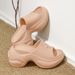 Cross Flower Thick Sole Slippers For Women Summer Outdoor 2024 Spring New Black 9cm Height Increasing One-Strap High_vogvips.com