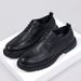 Euro Step Men's Leather Casual Shoes Autumn Brogue Thick Sole British Style Business Formal Trendy Lace-up_vogvips.com