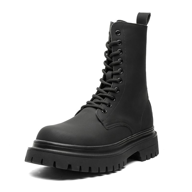 Lace-up Slim Martin Boots Retro Thick-soled Heightening Locomotive Wind Tooling Boots Short Boots_vogvips.com