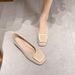 338-1 Chunky Heel Single Women, Shallow Mouth, Soft Sole Granny Comfortable Feet, Match With Dresses, Boat Shoes, Square_vogvips.com