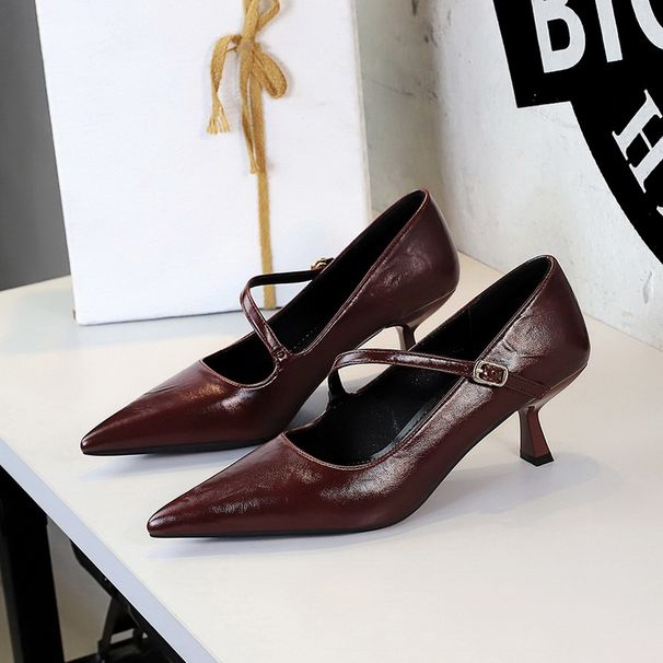 SEVEN BIG TREES Women's Elegant Pointed Toe Stiletto Heels With Ankle Strap For Evening Parties - Comfortable Mid Heel Dress Shoes In Black, Wine Red_vogvips.com