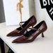 SEVEN BIG TREES Women's Elegant Pointed Toe Stiletto Heels With Ankle Strap For Evening Parties - Comfortable Mid Heel Dress Shoes In Black, Wine Red_vogvips.com