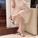 Summer's Hottest Trend: Floral Square-toe Bow Sandals For Women. These Versatile, Slim-heeled Sandals_vogvips.com
