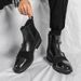 Men's British Style Brogue Ankle Boots - Vintage Pointed Toe Chelsea Boots With Side Zipper For Business Casual & Smart Outfits_vogvips.com