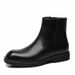 Leather Zipper Boots Men's High Top Square Martin Boots Men's Shoes Chelsea Boots Flat Bottom_vogvips.com