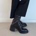 Lan Cabinet Version ~ Petite Thick-Soled Height-Increasing Slim For Women Martin British Style Round Toe Chunky Heel_vogvips.com