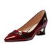 Soft Leather Single Shoes Women's Medium Heel Thick Heel Soft Sole Professional Shallow Mouth Comfortable Pointed Women's Shoes_vogvips.com