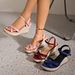 Women's Plus Size Platform Sandals Cross Strap Wedge Thick Soled European American Style Rope Summer_vogvips.com