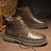 European Warm Series High-top Men's With Ultra-fiber Upper, Height-increasing Thick Sole, Comfortable Casual Work Boots, Waterproof British_vogvips.com