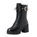 Women's Winter Boots Mid Calf Boots With Faux Fur Lining Chunky Heel Round Toe Ankle Boots Casual Comfortable Slip-On Shoes For Women_vogvips.com