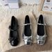 Silver Light Mouth Ballet Flat Shoes Women's Skirt French Round Head Mary Jane Shoes_vogvips.com