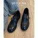 Belt Buckle Thick Heel Round Head Loafers One Pedal Commuter Loafers Women's Single Shoes._vogvips.com