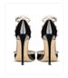 Genuine Leather Black Riveted Women's Sandals High HeelsvThin Heel Pointed Shallow Mouth Stripe Summer Ladies Pumps10cm_vogvips.com