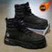 Men's Winter Fleece-Lined Martin Boots, Retro Fashion High-Top Work Shoes, Trendy Versatile Thickened Warm Cotton Short_vogvips.com