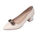 Women's Shoes Chunky Heel Pumps - Pointed Toe Slip-On Dress Shoes With Metal Buckle Detail, Comfortable Mid Heel (3-6cm) For All Seasons, Sizes 34-42_vogvips.com