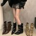 2025 American Style Hot Girl Rivet Leg Heightening Pointed Toe Short For Women Autumn Winter New Western Cowboy Boots_vogvips.com