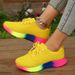 Rainbow Sole Sneakers Women Plus Size 43 Breathable Mesh Platform Sports Woman Non-Slip Lace Up Tennis Shoes_vogvips.com