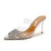 Pointed-toe Transparent Rhinestone High-heeled Slip-on Sandals, 2026 Summer New Model, Trendy Outdoor Sexy Slippers For_vogvips.com