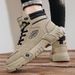 European Warm Series Leather Surface Autumn Winter New Style Yellow High-top Martin Boots Fashion Trend Outdoor Travel Sports Versatile_vogvips.com