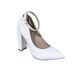 European And American Cross-Border Fashion Versatile Shallow Mouth One-Strap High Heels Solid Color Chunky Heel_vogvips.com