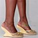 Mesh Wedge Heel Mules Women Round Toe Crystal Flower Decor Slip-On Hollow High Heeled Banquet Party Dress Slippers_vogvips.com