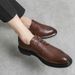 Euro Step Men's Low-Cut Brogue Perforated Sandals Business Casual Fashion Breathable Hollow Youth Leather Shoes_vogvips.com