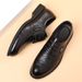 Men's Breathable Leather Shoes Perforated Business Dress Oxfords_vogvips.com