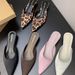 French Style Pointed Thin Low Heel Closed Toe Half For Women 2025 Spring New Niche Design Shallow Mouth Slip-On Slippers_vogvips.com