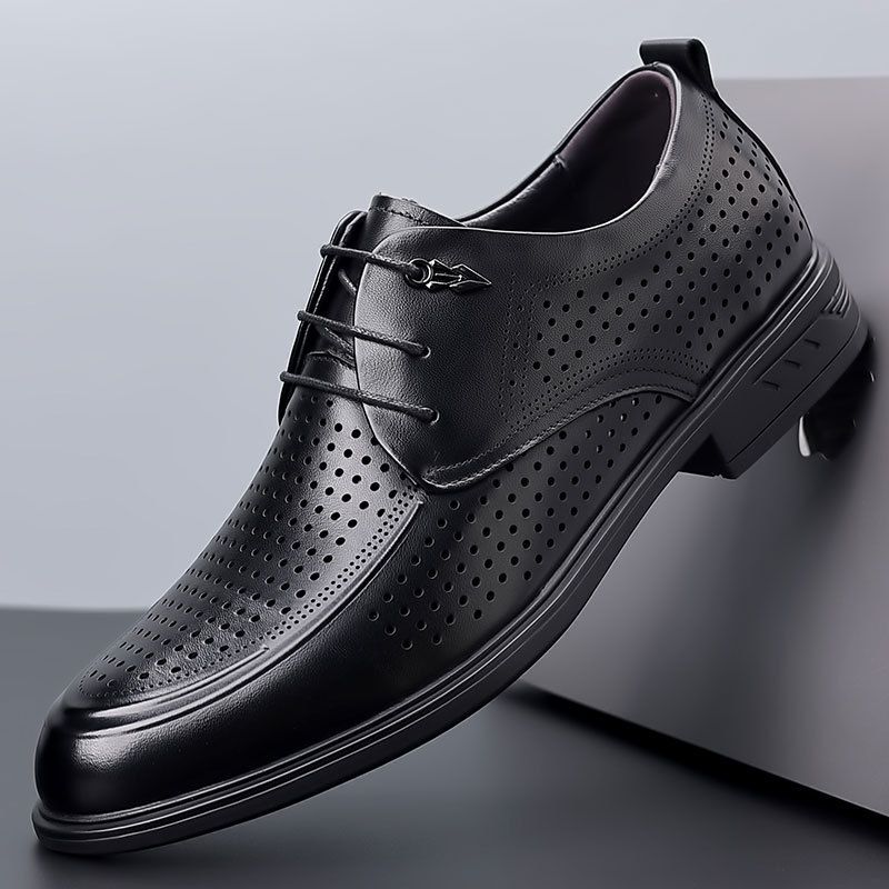 Summer Breathable Shoes, Business Formal Sandals, Perforated Leather Top Layer, Cowhide Casual Men's Shoes_vogvips.com