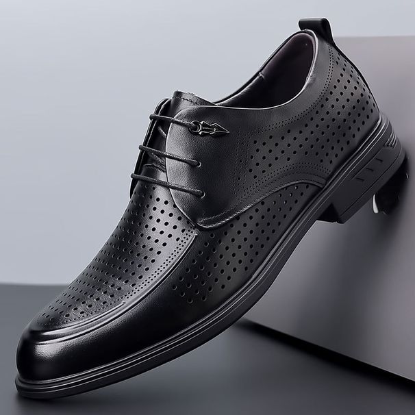 Summer Breathable Shoes, Business Formal Sandals, Perforated Leather Top Layer, Cowhide Casual Men's Shoes_vogvips.com