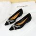 3683-H69 Korean Style Elegant Pointed Toe Shallow Mouth Suede Rhinestone Chain Wedge Low Heel Versatile Women's Single_vogvips.com