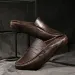 Summer Casual Sandal Slide Stylish Mens Leather Slippers Outdoor Loafers Light Half Shoes Breathable 250321_vogvips.com