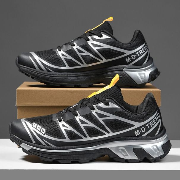 Women Minimalist And Mens White Mesh Outdoor Hiking Shoes With Black Graphic Print_vogvips.com