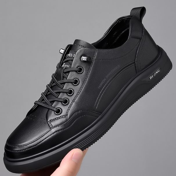 Men's fashion casual shoes young leather men's sports shoes head layer cowhide flat shoes with leather shoes_vogvips.com