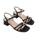 Cross-Border Simple Elegant Sandals For Women, Soft Leather, Plus Size, Chunky One-Strap Buckle, High Heel, Versatile_vogvips.com