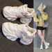Thick-soled Transparent Mesh And Double-layer Mesh Heightening Dad Shoes Casual Versatile Style Small Women's Shoes_vogvips.com