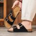 2026 Summer Luxury Cork Mules Retro Buckle Casual Beach Slippers For Men And Women_vogvips.com