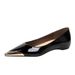 European And American Style Fashion Party Women S Shallow Mouth Glossy Patent Leather Metal Pointed Toe Hidden_vogvips.com