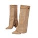 Foreign Trade Pointed Toe Cross-Border Suede High Heel Fashion 2025 Winter New European And American Side Zipper Large_vogvips.com