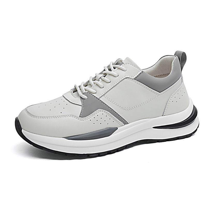 Men's Sports Style Casual Leather Shoes Men's Platform White Shoes Work Men's Shoes_vogvips.com