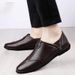 Fashionable Trendy Korean Style Casual Leather Shoes, Men's Loafers With Soft Sole And Anti-Slip For Driving_vogvips.com
