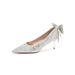 MTX 6681-18B French Crystal Bow High Heels Elegant Socialite Party Xiuhe Sequin Bride Bridesmaid Shoes_vogvips.com