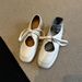 Lancui Version ~ Versatile White For Women, Hollow Lace-up Genuine Leather Single Shoes, Square Toe Flat Comfortable_vogvips.com