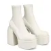 Designer Ankle For Brand Woman Platform Chunky Blue Cowboy Boots Solid PU Women Shoes New Sexy 10cm High Heels_vogvips.com