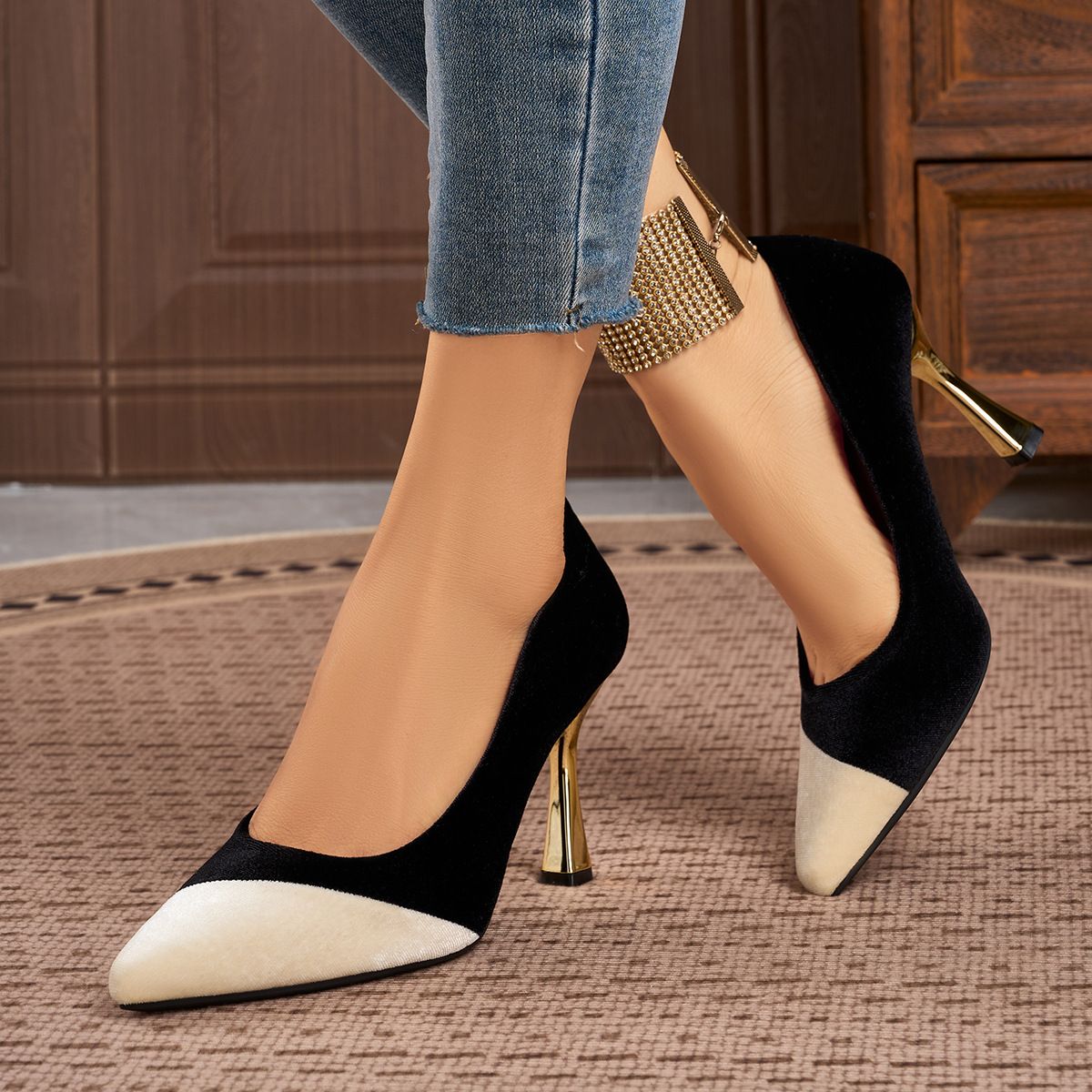cross-border Foreign Trade Wholesale Of New Suede High-heeled For Women, Stiletto Pointed Toe Shallow Single_vogvips.com